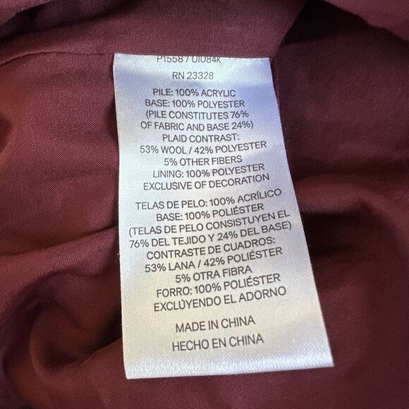 Pendleton Sherpa Jacket Womens XL Full Zip Lined Wool Blend Outdoor Burgundy - Picture 6 of 8